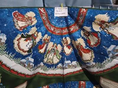 F177 "Angels On High" Tree Skirt Cotton Fabric Panel - Image 1 of 3