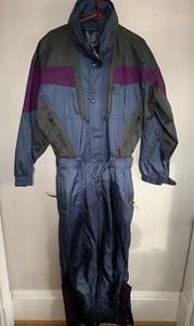 Tuta da sci vintage corridoio tuta da neve blu grigio viola taglia 44 ottime condizioni - Foto 1 di 15