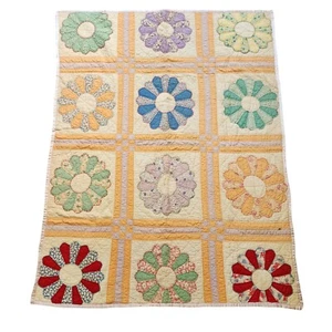 Vintage 1950er Dresdner Platte Handarbeit Quilt 46" x 60" - Bild 1 von 9