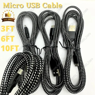 3 6 10FT Micro USB Fast Charger Data Sync Cable Cord For Samsung Galaxy S5 S6 S7 - Image 1 of 4