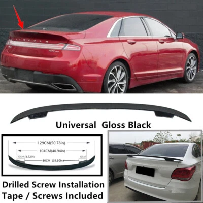 Black Universal Fit For 2013-2020 Lincoln MKZ Sedan Rear Trunk Lip Spoiler Wing - Image 1 of 4