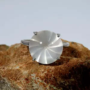 10k solid gold Rose Quartz Gemstone Ring Fine gold Ring Wedding Ring - Picture 1 of 2