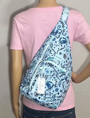 Vera Bradley Reactive Sling Backpack MINT SEA LIFE ~ Light Blue, Aqua & Navy - Image 1 of 4