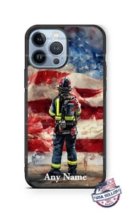 Fire Fighter Rescue US American Flag Personalized Phone Case for iPhone Samsung - Picture 1 of 11