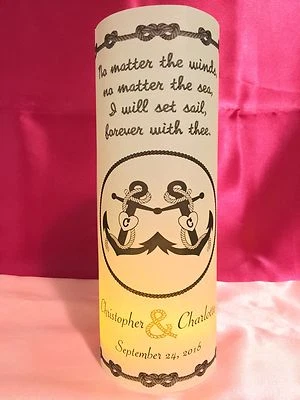 10 Personalized Anchor Nautical Wedding Luminaries Vellum Centerpieces Decor - Image 1 of 4