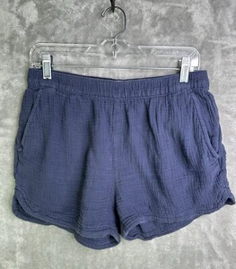 Cynthia Rowley Shorts Women's Medium Waffle Knit Cotton Pull-On Navy Blue - Picture 1 of 11