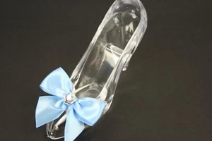 Set of 2 Princess Acrylic Slipper Cake Topper Party Favor Choose Satin Bow Color - Picture 1 of 40