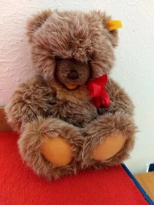 Steiff Teddy Bär rote Schleife Arme und Beine beweglich braun Retro - Bild 1 von 4