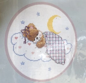 Rare Vtg Beddy Bye Bear JCA Kit for Counted Cross Stitch 04409 Baby Collection - Picture 1 of 5