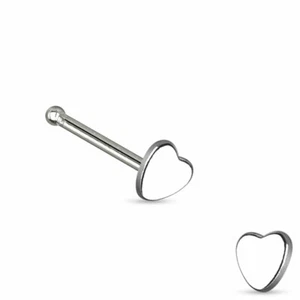 Borchia osso naso in acciaio chirurgico con cuore argento 2 mm - Foto 1 di 3