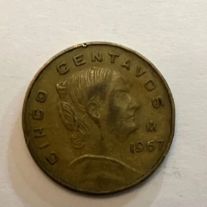1967 Mexico Cinco Centavos Coin Estados Unidos Mexicanos Coins Money #312 - Foto 1 di 3