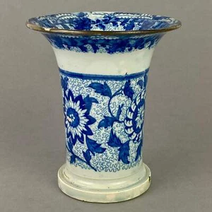 Spode 18thc Pearlware Pottery Vase Blue Transfer 11.5cm Antique c1780s English - Picture 1 of 15