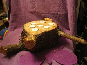 RUSTIC WOODEN CANDLE HOLDER - Picture 1 of 5