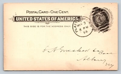 1897 UX14 ANTIQUE US Postal Card 1c MERCHANTS NATIONAL BANK Duplex Cancellation - Image 1 of 3