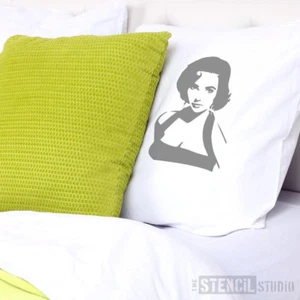 Elizabeth Taylor face Stencil Famous icons home decor The Stencil Studio 10073 - Picture 1 of 11