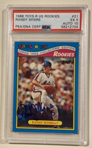 1988 Topps Toys R Us Rookies RANDY MYERS Signed Baseball Card PSA 5 PSA/DNA 10