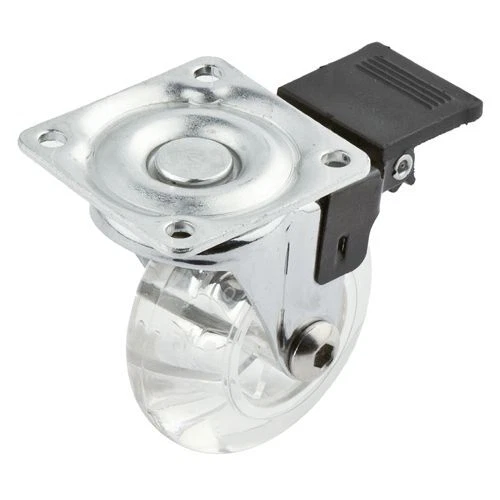 RUOTA PER MOBILI TRASPARENTE CON FRENO ø 50 - Immagine 1 di 1