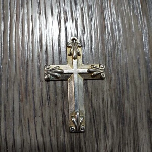 Vtg Faith & Grace Fleur Cross Crucifix Large 2.25" Ornate Gold Tone Pendant - Picture 1 of 6