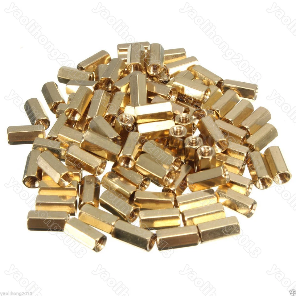 50pcs M3 10 mm Hexagonal net nut Female brass Standoff Spacer Golds Fasten Screw