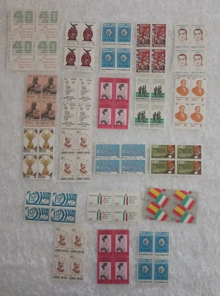 МЕКСИКА - 1975 -1981 - ЛОТ ИЗ 20 БЛОКОВ 4 МАРОК - MNH - # M24 - Изображение 1 из 1