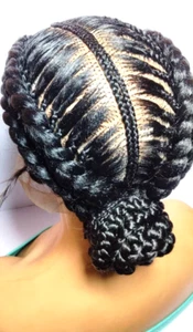 Big Cornrow Stitch Braids with Bun Full Lace Baby Hair Wig Lemonades Braided Wig - Picture 1 of 15