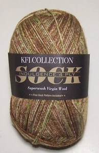 100g ball KFI INDULGENCE 4 ply Wool Blend Sock Fingering yarn #1007 SHENANDOAH - Picture 1 of 1