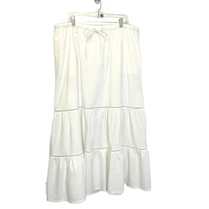 Neu ohne Etikett Ava + Viv Damengröße 1X Übergröße weißes Midikleid mit Stufen 100 % Baumwolle - Bild 1 von 10