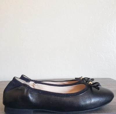 Cole Haan Keira Black Leather Ballet Flats Bow Detail Size Women's 7.5 Slip-On - Image 1 of 4