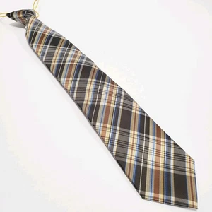 Alexander Julian Colours Brown Plaid Pattern Men's Necktie Jacquard Fabric - Picture 1 of 5