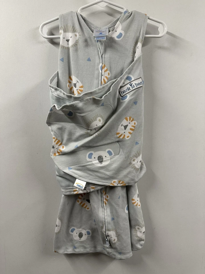 Halo спальный мешок пеленки для маленьких 3-6 месяцев серый зоопарк животных 100% хлопок - Изображение 1 из 4