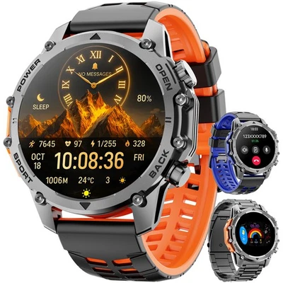 HWAGOL 1,52" Smart Watch Für Herren (Antwort / Anruf) Militärsportuhr mit 3 Armbändern
