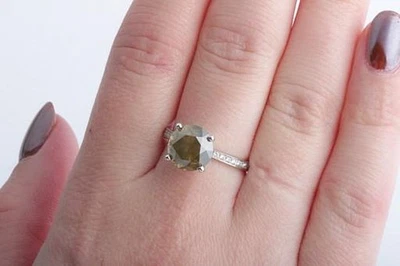 Brillant Ring 4,05ct Fancy Dark Brown Greenish Yellow GIA Exp. 585 Weißgold . - Bild 1 von 4