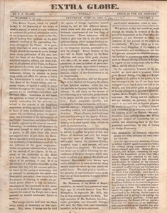 Political / Extra Globe Volume I Nos 1-26 June 28 1834 to January 17 1835 1st ed - Imagen 1 de 2