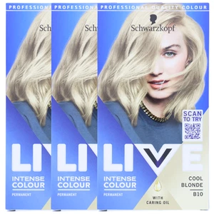 3x Schwarzkopf LIVE Intense Colour Cool Blonde B10 Permanente Haarfarbe - Bild 1 von 3