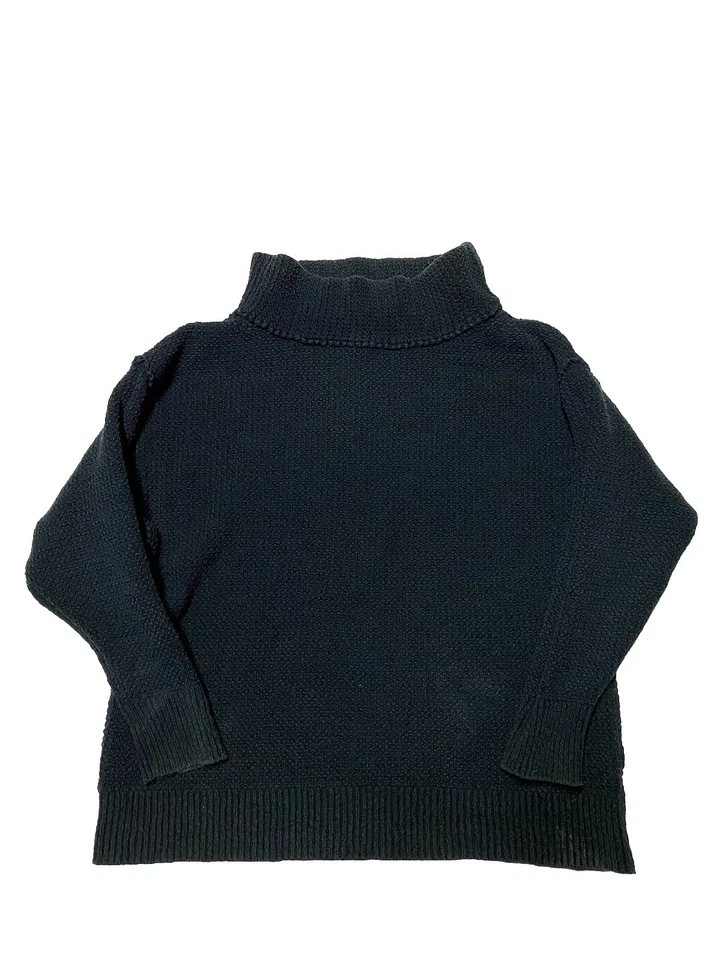 Suéter Free People Mujer Grande Negro Cuello Alto Grueso Tejido Algodón Pullover Foto 1 de 3