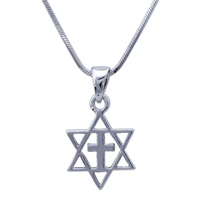 FASHION Messianic Crucifix Unisex Star of David and CROSS Pendant Necklace Charm - Picture 1 of 6