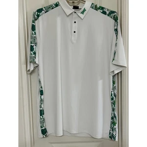 Polo de golf PXG 3XL blanco verde estampado de hojas tropicales golf - Imagen 1 de 14