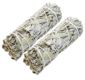2 Smudge Stick White Sage thick & 10cm long Incense Wild grown hand Tied Natural - Picture 1 of 3