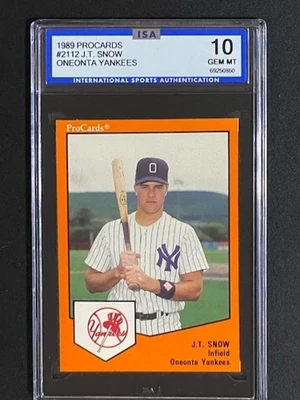 JT SNOW ISA 10 GMA GEM 1st Professional Yankees  Procards SCARCE POP 1 GEM - Image 1 of 2