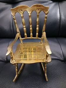 Home Decor Metal Brass Rocking Chair 6" T X 3" W - Picture 1 of 11