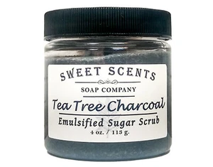 Emulsified Sugar Scrub - Tea Tree Charcoal Handmade Exfoliating Scrub - Picture 1 of 4