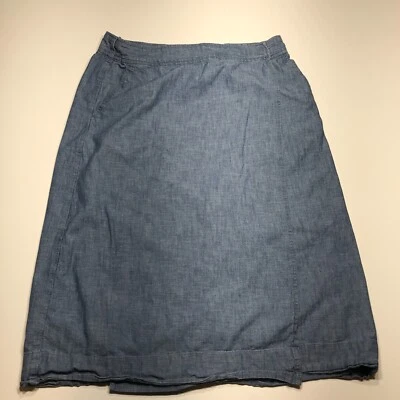 Gap Straight Skirt Midi Blue Chambray Cotton Pockets Hook & Eye Casual Size M - Image 1 of 4