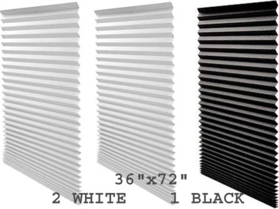 REDI Shade 2 WHITE Light Filtering 1 BLACK Out Cordless Paper Pleated 36" x 72" - Image 1 of 4