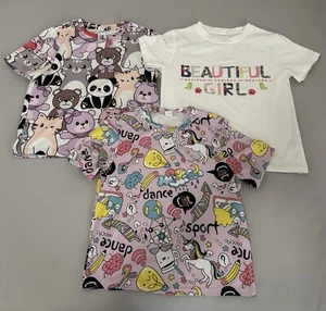 SHEIN T-Shirts Girls Size 8Y White Flowers/Animals/Graphic Dance 3 Pieces. - Picture 1 of 19