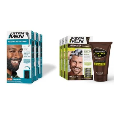Just For Men Mustache & Beard, Beard Dye for Men with Brush & Control GX Grey Re - Image 1 of 4