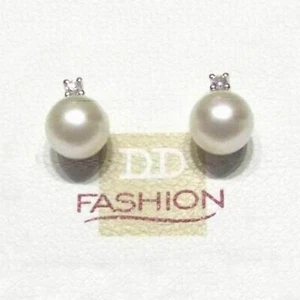 Davite & Delucchi orecchini oro bianco 18kt diamanti 0,03ct perle Akoya 6,5mm BB - Picture 1 of 1