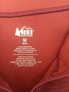 Men's REI Co-Op Shirt Medium Red Quarter Zip Hiking Outdoor Pullover Shirt #022 - Picture 1 of 8