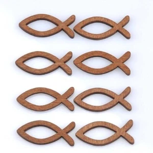 5 pcs Brown Fish Buttons, Wooden Brown Fish Button - Picture 1 of 8