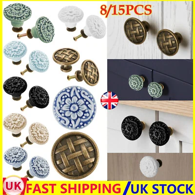 8/15PCS Vintage Door Knobs Ceramic Flower Cupboard Cabinet Drawer Pull Handles - Image 1 of 4
