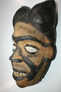 Old Antique Wooden Fine Punu Shaman Mask from Gabon Tribal Art African Rare 27cm - Picture 1 of 9